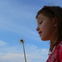 young girl with dandelion